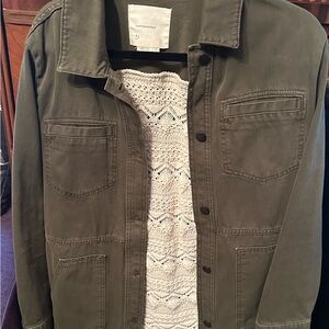 Anthropologie Olive Jacket with Cream Knit back